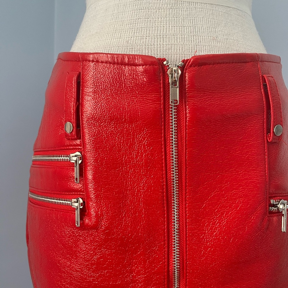 Cherry red pleather mini skirt